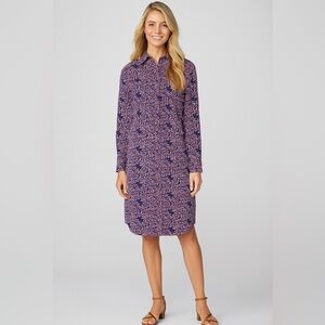 Coolibar UPF 50+ Shirt Dress XS Blue Pink Floral Beach Travel Cover Up